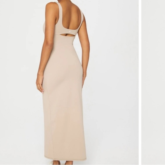 NWT Fabletics PureLuxe Maxi Dress Brutalist Khaki M - Picture 3 of 4
